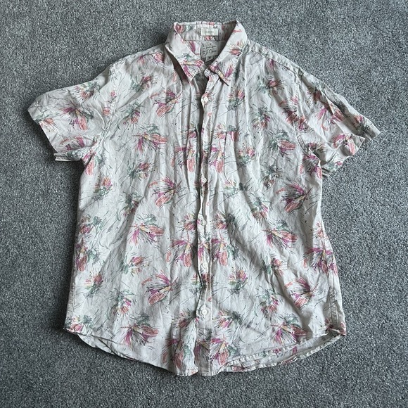 Other - J Crew Shirt Mens Medium Red Floral Short Sleeve Button Up Classic Cotton